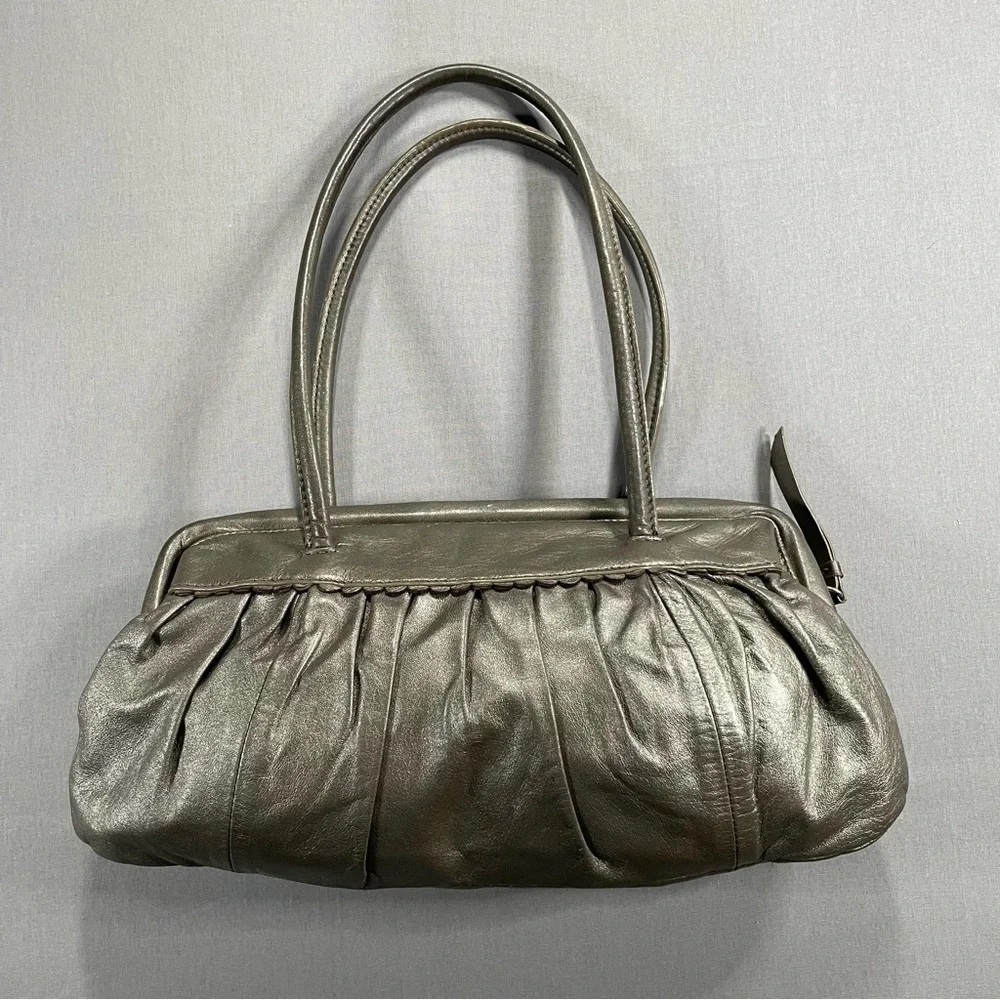 Marks & Spencer Limited Collection 100% Leather Y2K Style Bronze Metallic Bag